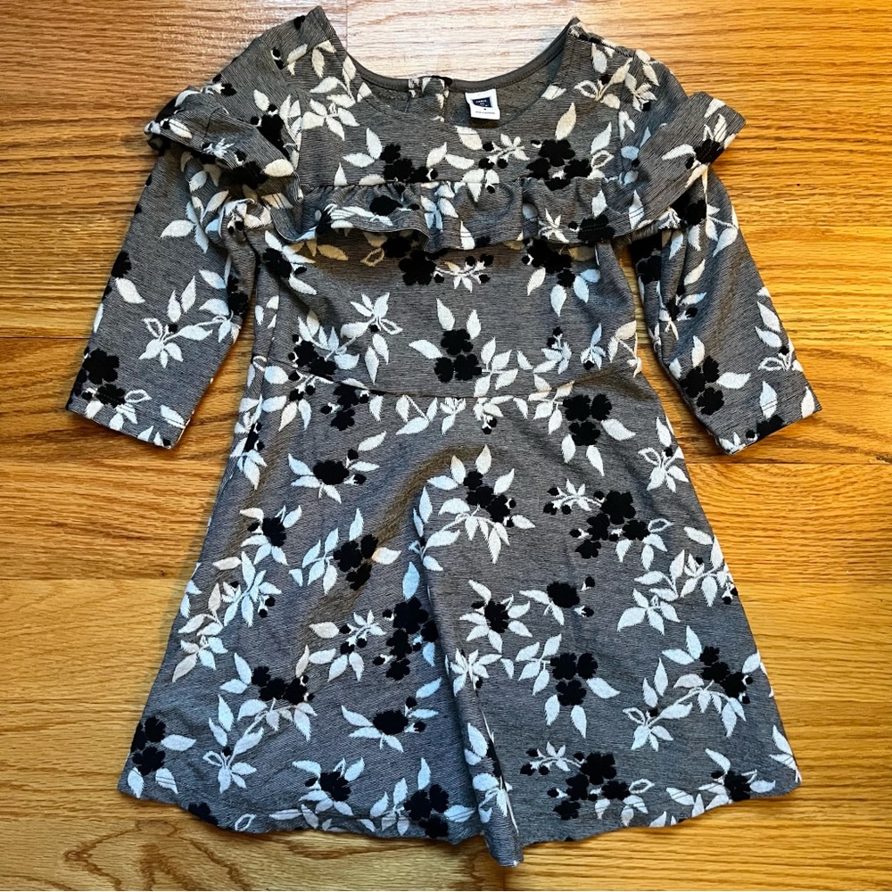 Janie and Jack gray floral print dress size 3
